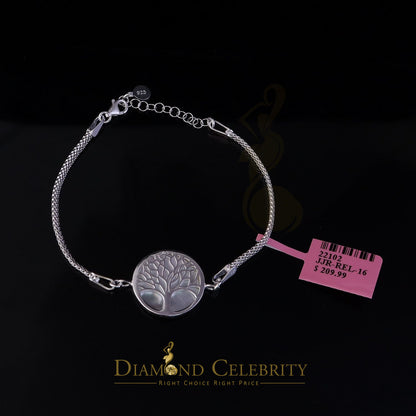 DiamondCelebritees White 925 Sterling Silver Women's Mother Of Pearl Tree Of Life Bracelet Size 8