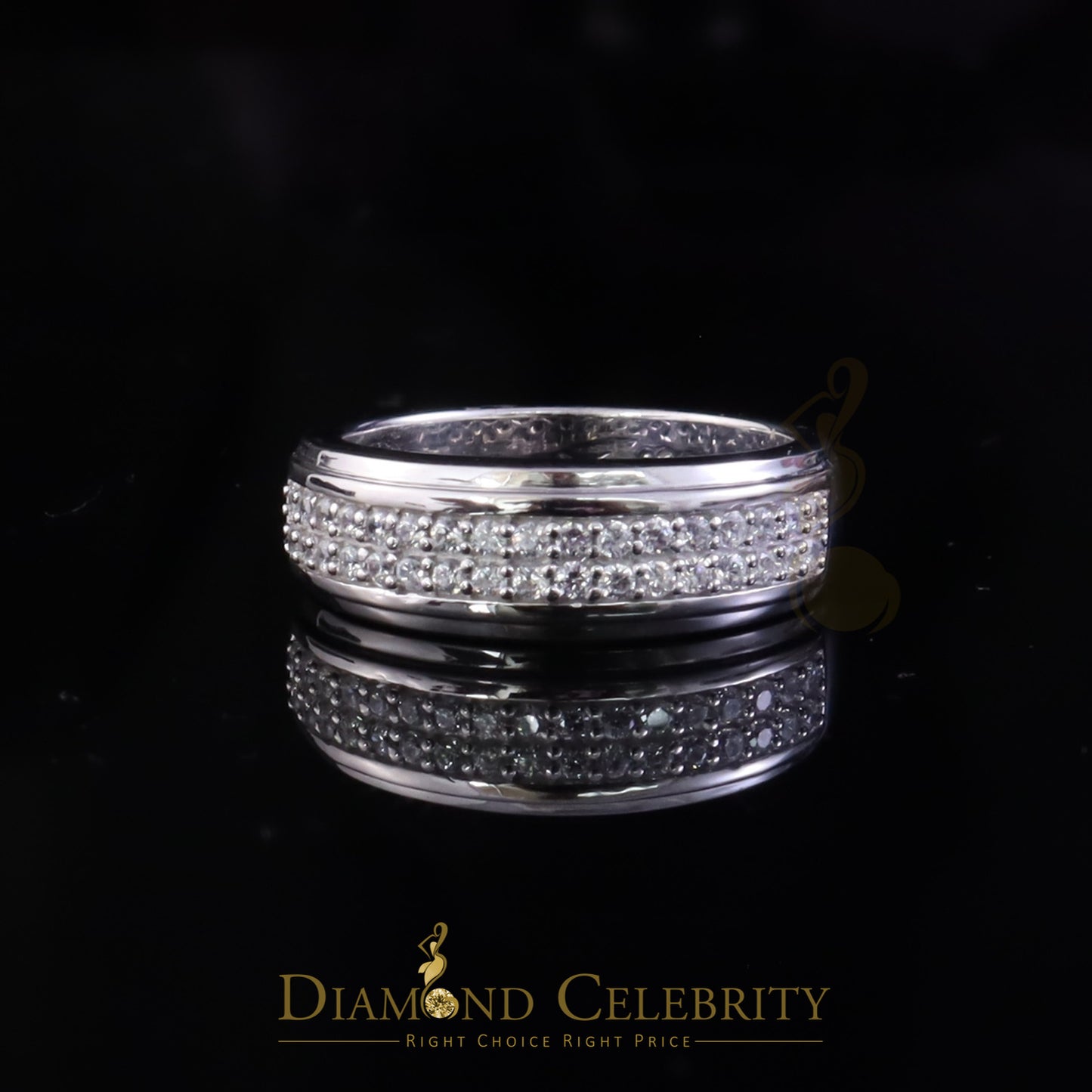 DiamondCelebritees White Silver Round Cubic Zirconia 1.25ct Men Adjustable Ring From SZ 10 to 12