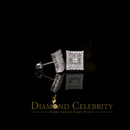DiamondCelebritees  Hip Hop White 925 Silver 0.68ct Cubic Zirconia Women's & Men's Square Earrings