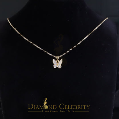DiamondCelebritees  0.10CT Real Diamond 925 Sterling Silver with Butterfly Yellow Necklace Pendant