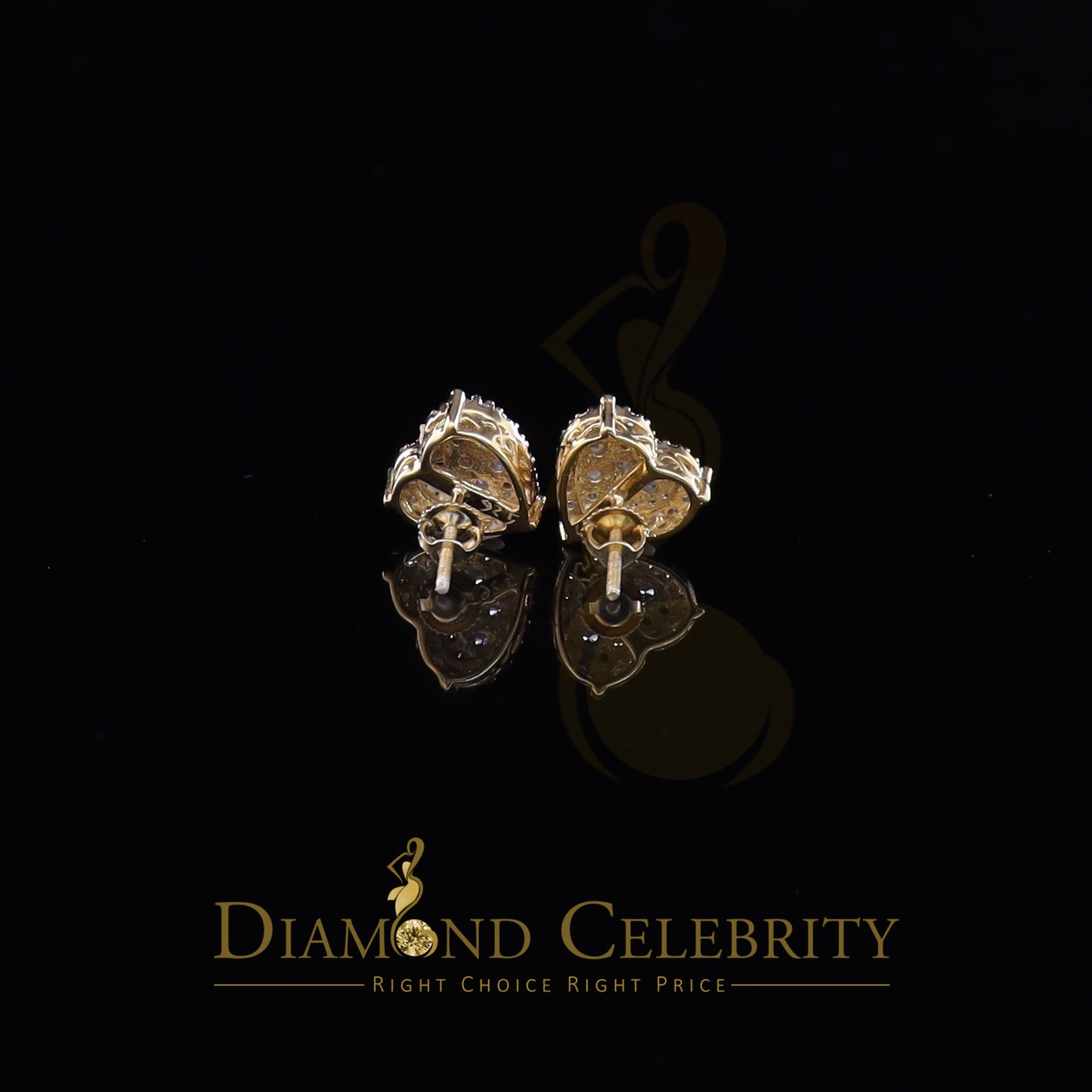 925 Sterling Yellow Silver 1.64ct Cubic Zirconia Heart Women's Stud Earrings