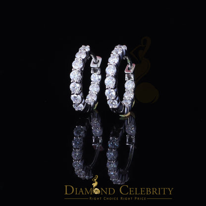Diamondcelebritees 2.50ct Moissanite White 925 Sterling Silver Women's In and Out Hoop Earrings