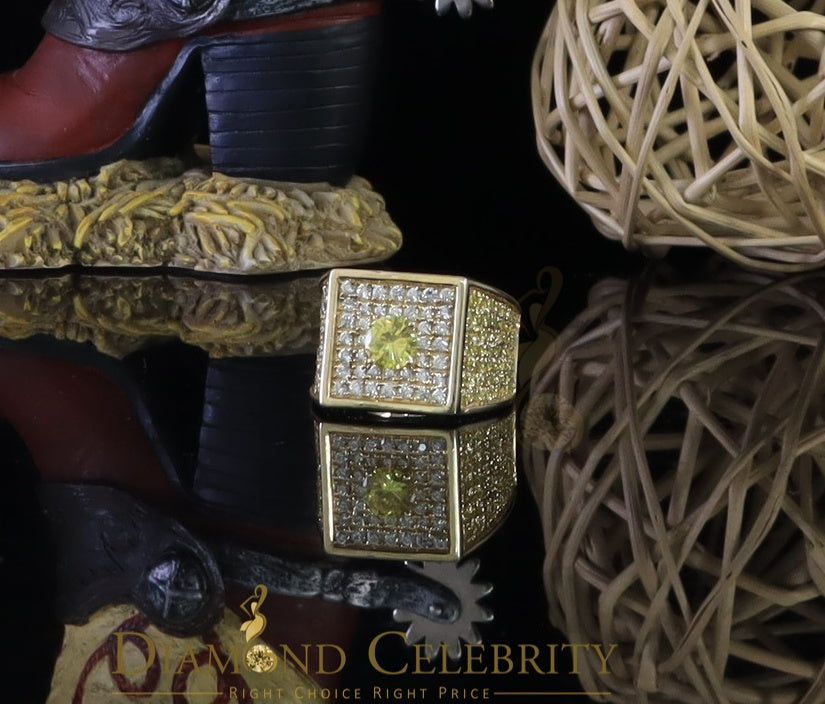 DiamondCelebritees 925 Sterling Yellow Silver Square Shape Cubic Zirconia 9.50ct Womens Ring Size7