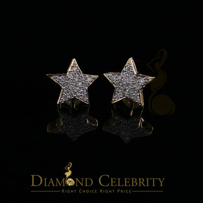 DiamondCelebritees 10K Real Yellow Gold Real Diamond 0.50CT Men's/Women's shape Star Stud Earrings