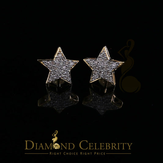 DiamondCelebritees 10K Real Yellow Gold Real Diamond 0.50CT Men's/Women's shape Star Stud Earrings