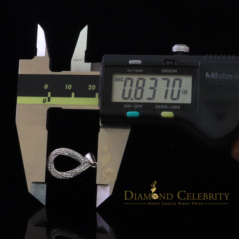 DiamondCelebritees White Sterling Silver Pendant with Charming Necklace Shape 0.37ct Cubic Zirconia