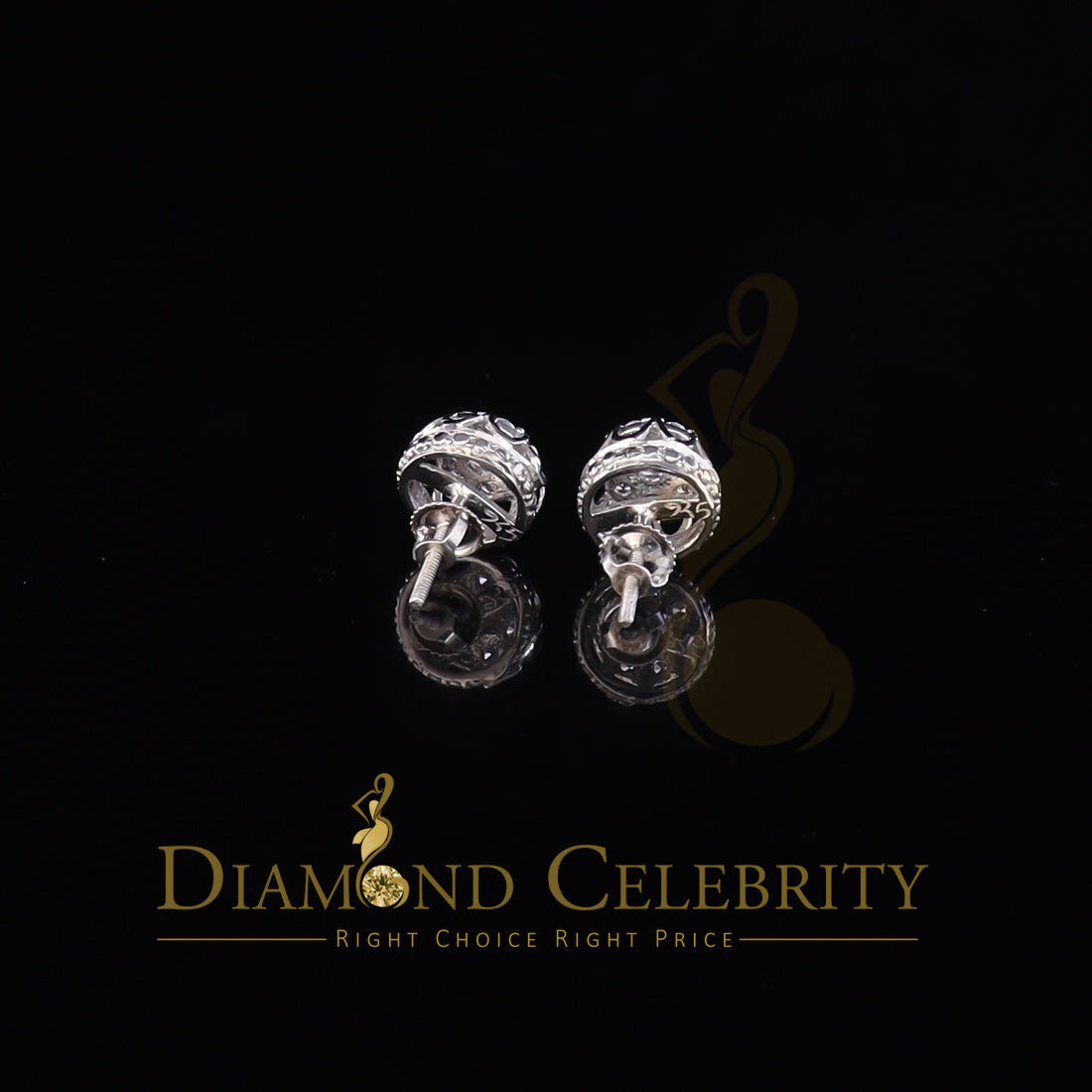 DiamondCelebritees  1.14ct Cubic Zirconia 925 White Silver Women's & Men's Hip Hop Flower Earrings