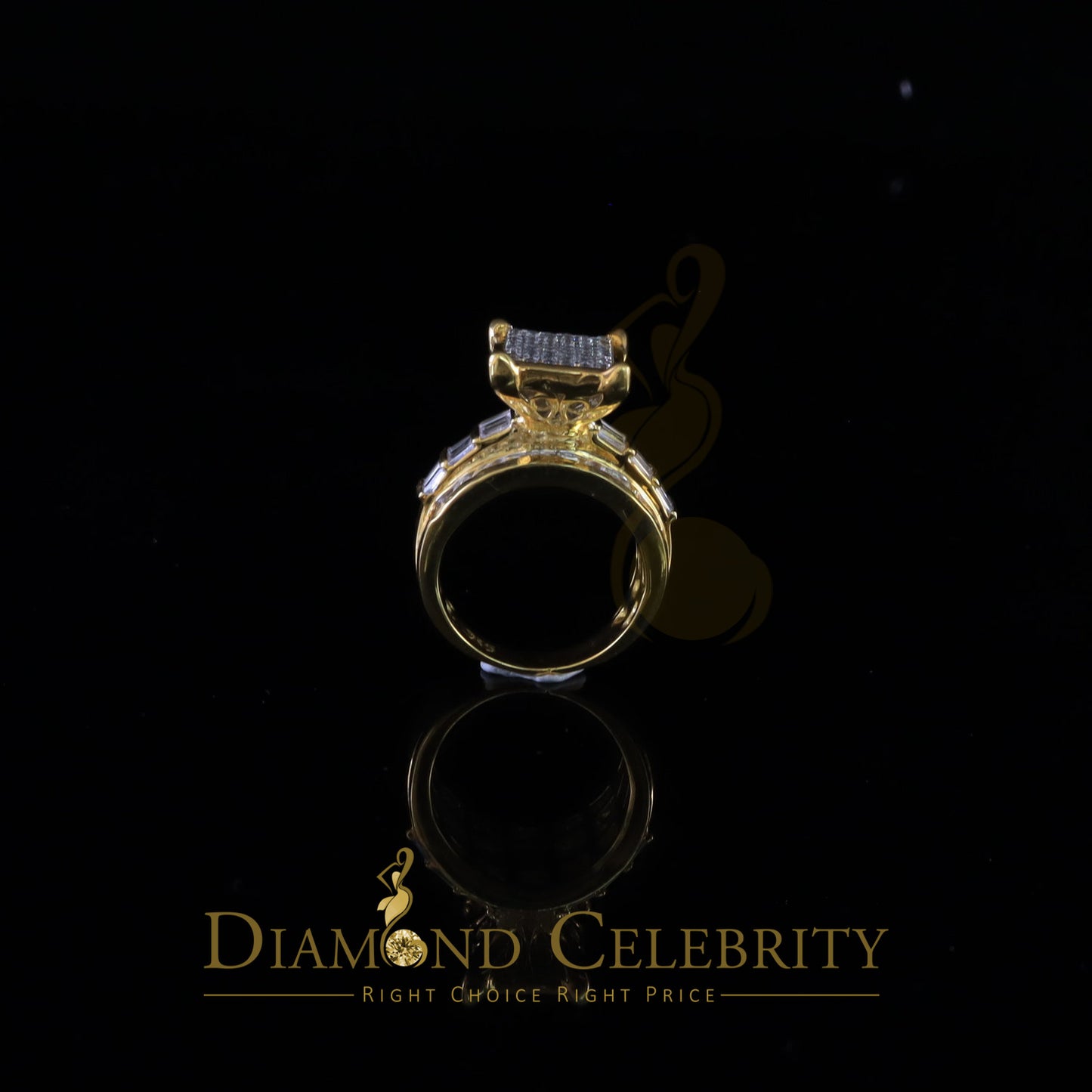 DiamondCelebritees 925 Yellow 5.82ct Cubic Zirconia Silver Cinderella Women's Ring SZ 7.5