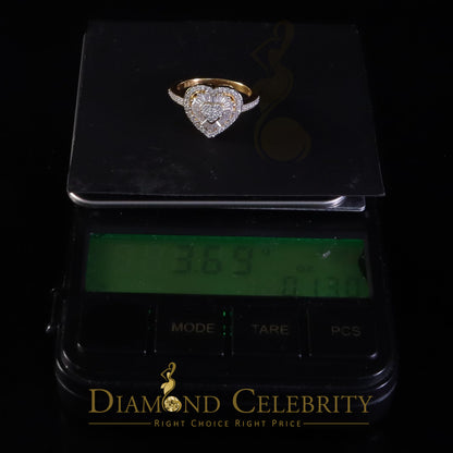 DiamondCelebritees Moissanite 925 Yellow Silver 1.00ct VVS 'D' Baguette Heart Rings Women's Size 7