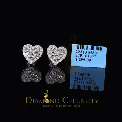Diamondcelebritees 1.50ct Moissanite White 925 Sterling Silver Women's Heart Shape Nugget Earrings