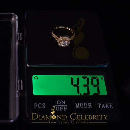 King Of Blings  10K Yellow Gold 2.00CT 'VVS' 'FL' D clr Cushion Cut Moissonite Womens Ring S/7