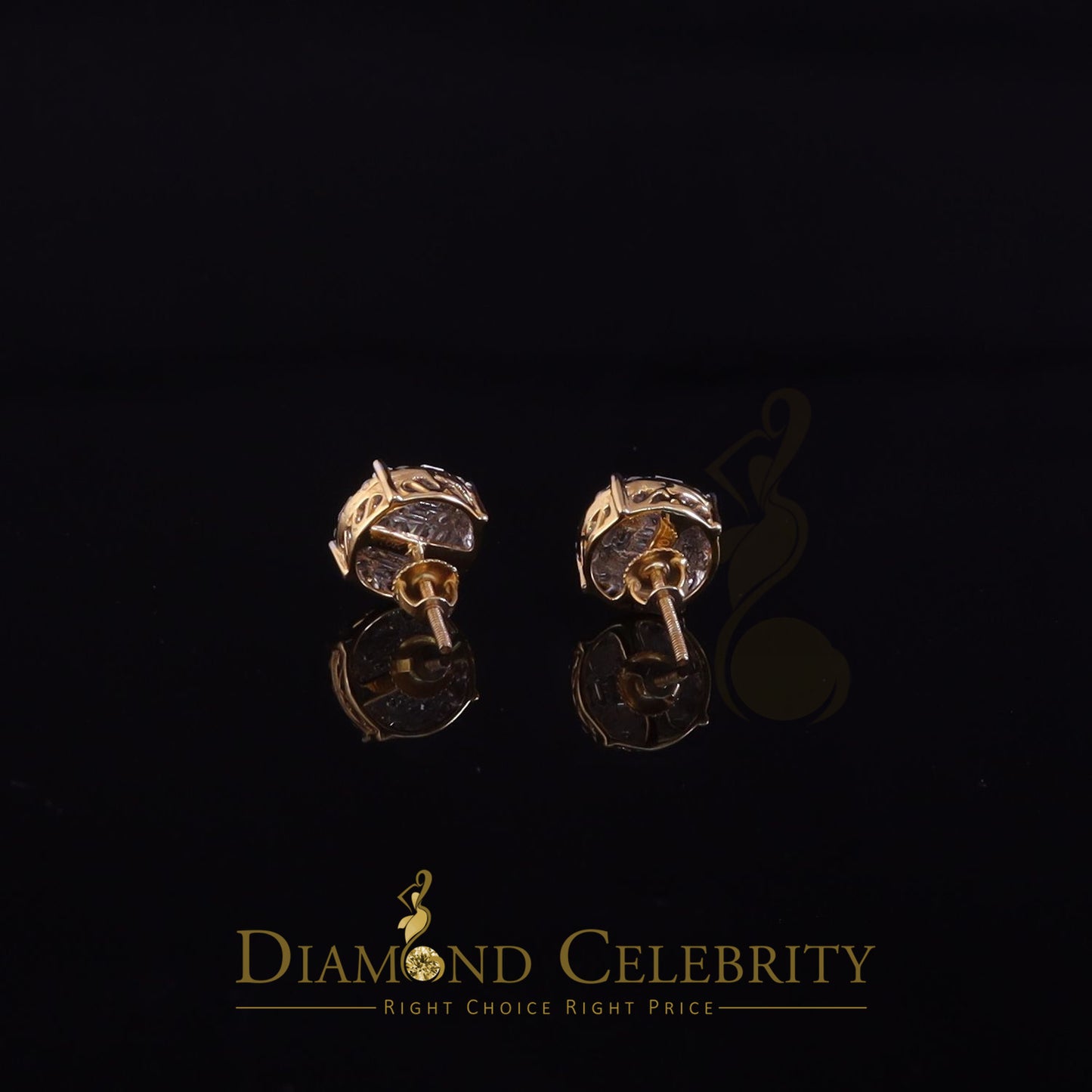 DiamondCelebritees Bugget Earrings 10k Real Yellow Gold 1.50ct Vvs 'D' Color Genuine Moissanite