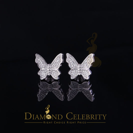 DiamondCelebritees  Butterfly Stud Earrings White 925 Sterling Silver Women's 0.50ct Cubic Zirconia