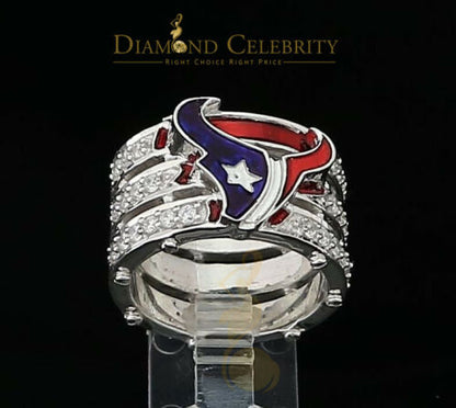 DiamondCelebritees 925 Silver White 1.50ct Cubic Zirconia Texan Wide Band Cocktail Ring Size 10