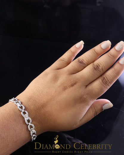 Diamondcelebritees 925 Sterling Silver White 0.20CT Real Diamonds Fancy Style Bracelete Size 7''