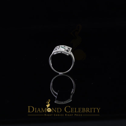 DiamondCelebritees 925 Sterling Silver St. Jude Green CZ White Religious Women's Ring Size 8.5