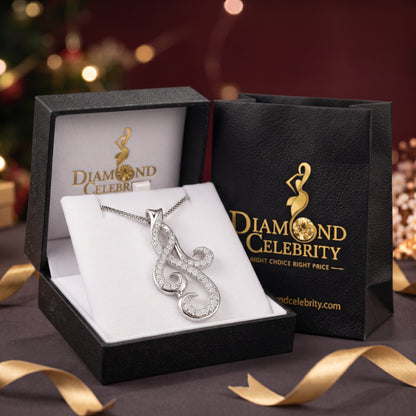 DiamondCelebritees 925 Sterling Silver 0.41ct Pave CZ Scroll White Flowing Swirl Fashion Pendant