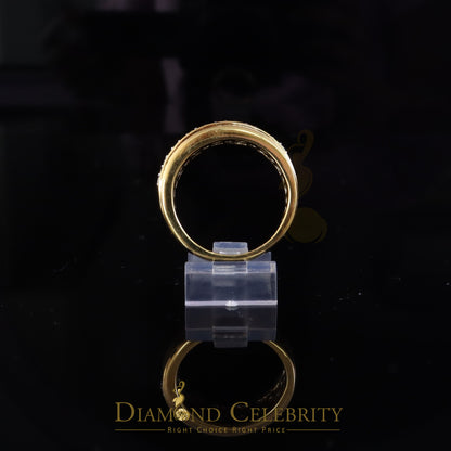 DiamondCelebritees Men's 1.25ct Cubic Zirconia Yellow Silver Round Adjustable Ring From SZ 9 to 11