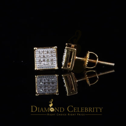 DiamondCelebritees 0.10ct Diamond Stud Earrings For Women Yellow 925 Silver Stud For Men