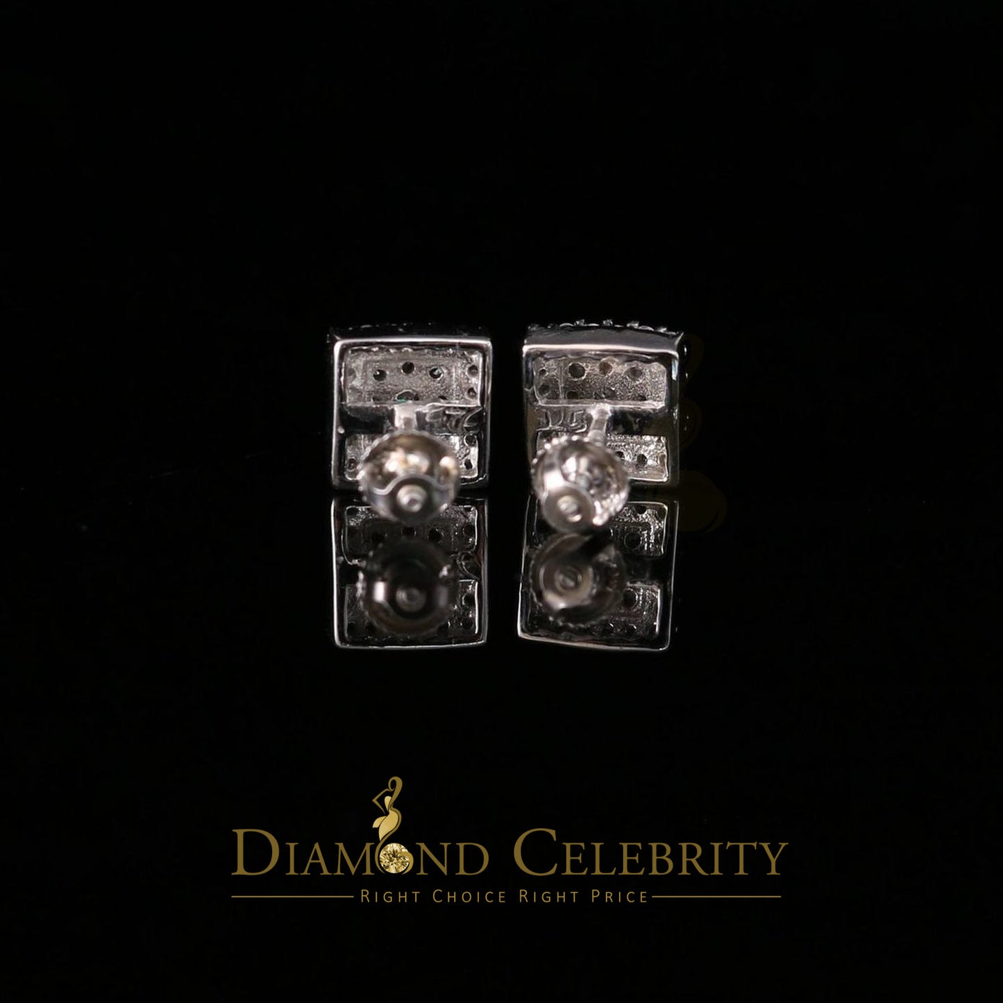 DiamondCelebritees  1.2ct Cubic Zirconia 925 White Sterling Silver Women's Hip Hop Square Earrings