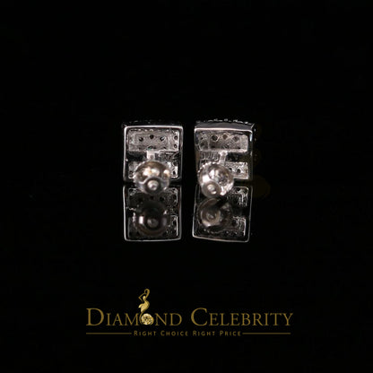 DiamondCelebritees  1.2ct Cubic Zirconia 925 White Sterling Silver Women's Hip Hop Square Earrings
