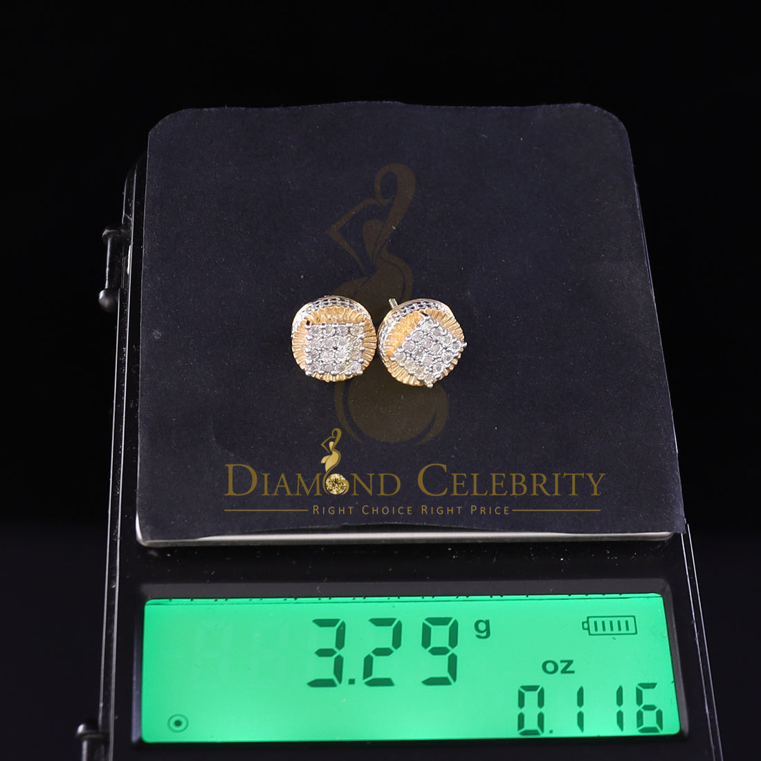 DiamondCelebritees 925 Sterling Silver Yellow Hip Hop 0.15ct Diamond Men's & Women's Round Earrings