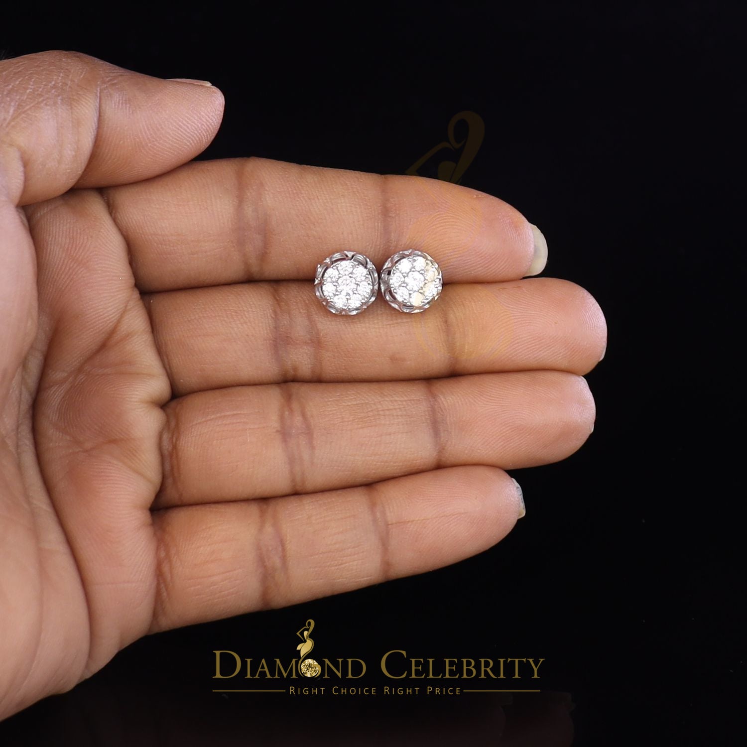DiamondCelebritees  1.14ct Cubic Zirconia 925 White Silver Women's & Men's Hip Hop Flower Earrings