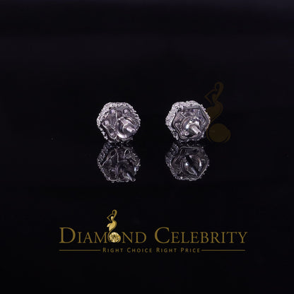 DiamondCelebritees  1.50ct Cubic Zirconia 925 White Silver Sterling Hip Hop Floral Women's Earrings