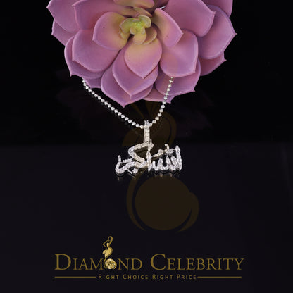DiamondCelebritees White 925 Sterling Silver with allah-hu-Akbar Pendant 5.70ct Cubic Zirconia