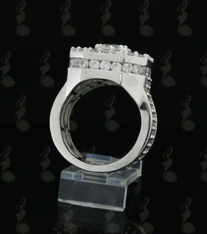 DiamondCelebritees 925 SilverJewelry White 16.0ct Cubic Zirconia Wide Octagon Men's Ring Size 9.5