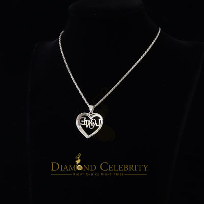 DiamondCelebritees  Real 0.15ct Diamond Sterling Silver LOVE HEART White Charm Necklace Pendant
