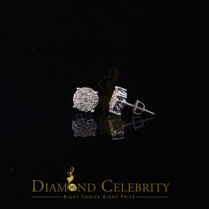 DiamondCelebritees 10K Real White Gold Real Diamond 0.60CT Men's/Women's Stud Round Earring