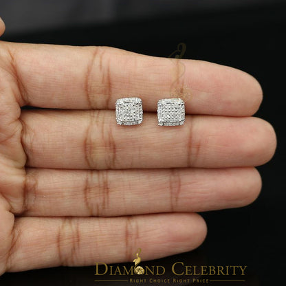 DiamondCelebritees 0.25ct Diamond 925 stud Sterling Silver White Square Earring For Men / Women