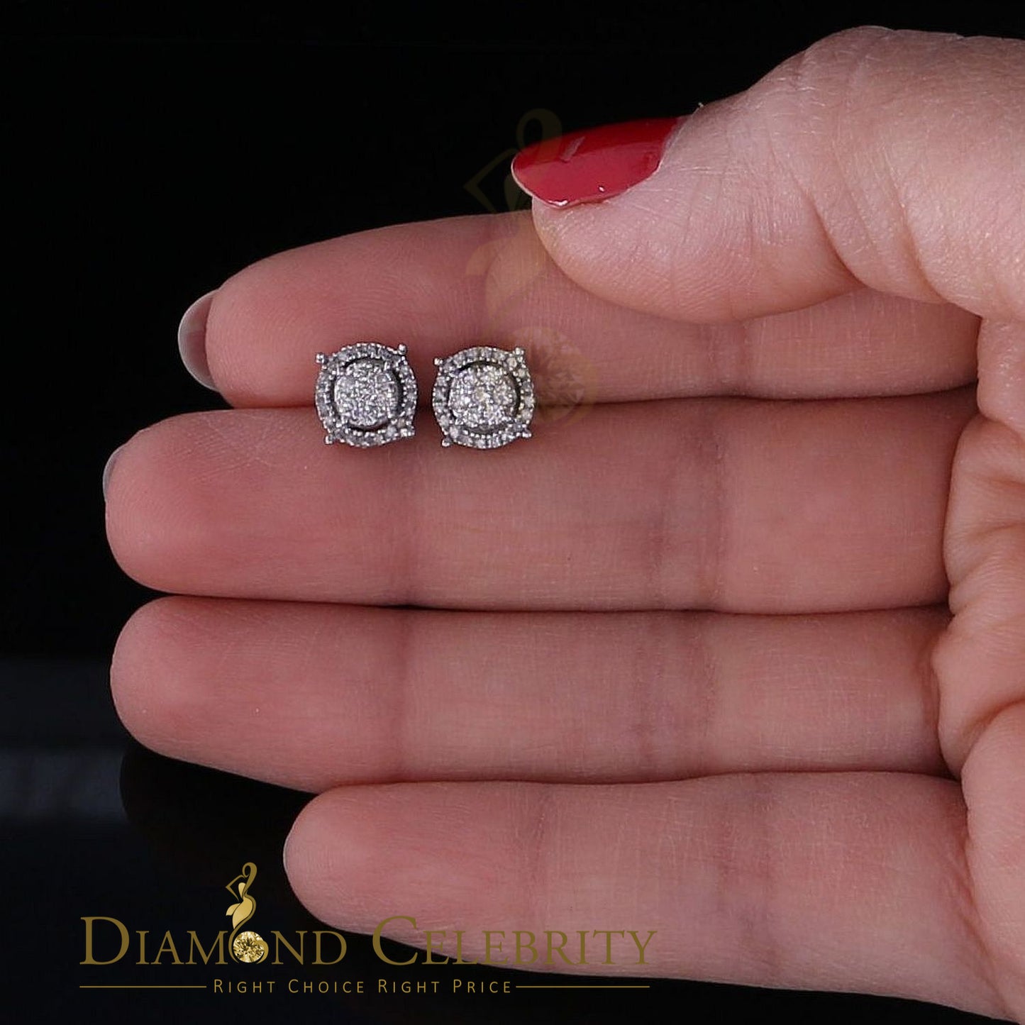DiamondCelebritees 925 Sterling Silver 0.35ct Diamond For Women's/ Men's White Stud Round Earrings