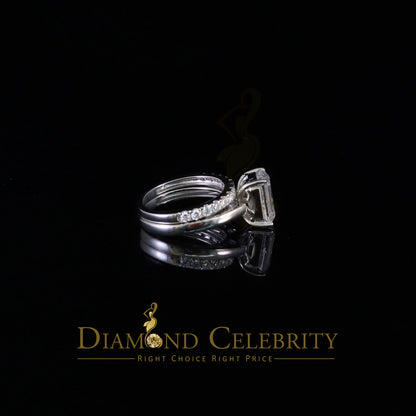 DiamondCelebritees White 5.00ct Moissanite Sterling Silver Mens/Women Bridal Rings Rectangle Size 8