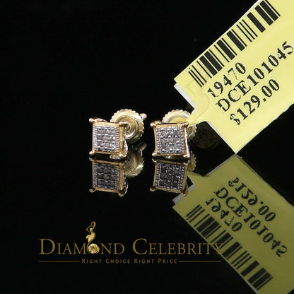 DiamondCelebritees 0.05ct Diamond Collection Yellow 925 Sterling Silver Women & Men Square Earrings