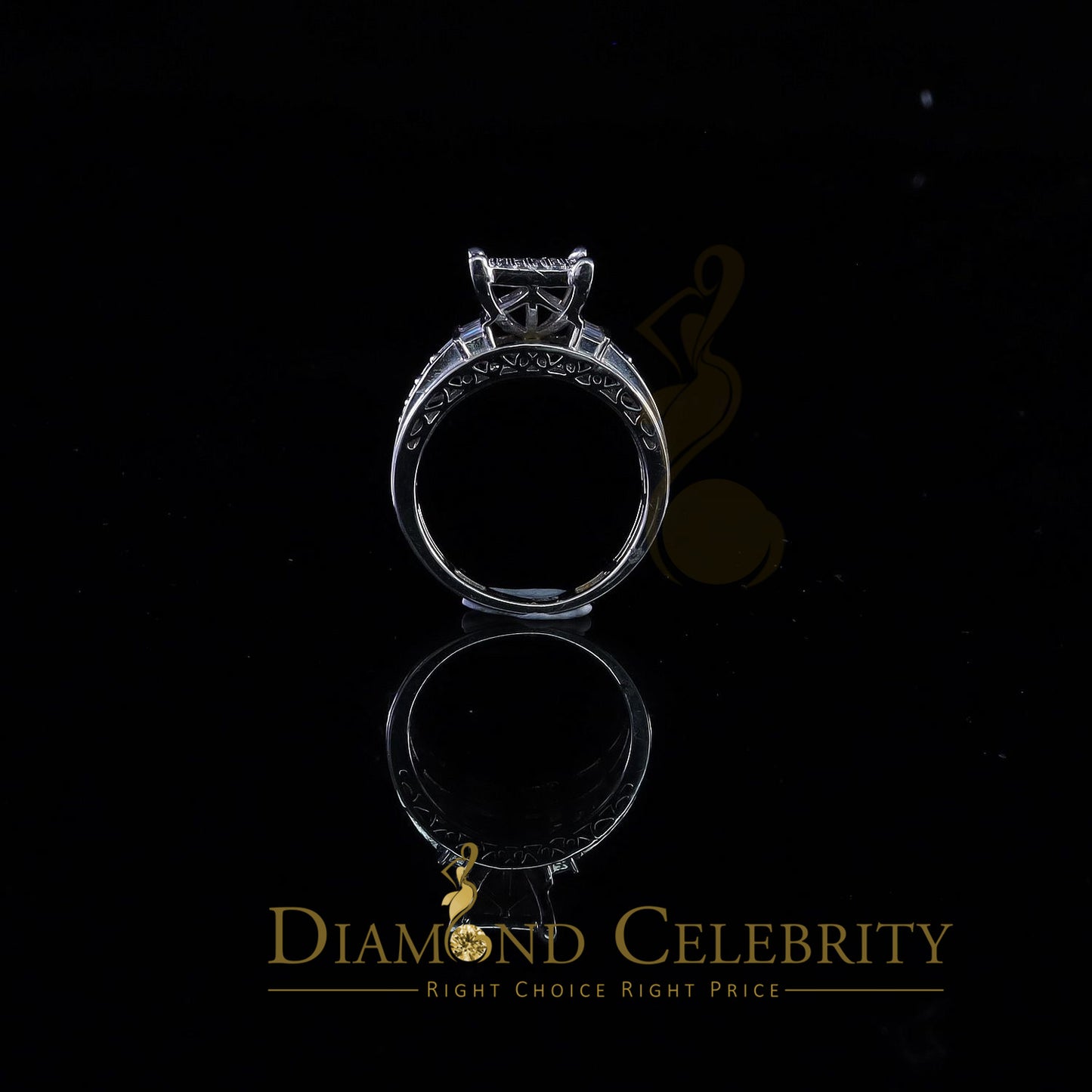 DiamondCelebritees 925 White 2.08ct Cubic Zirconia Silver Cinderella Engagement Women's Ring Size 8
