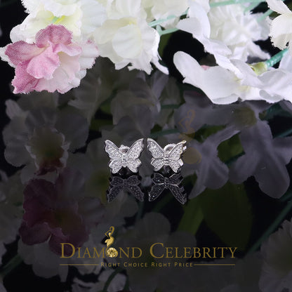 DiamondCelebritees  Women's 0.34ct Cubic Zirconia Butterfly Stud Earrings White 925 Sterling Silver