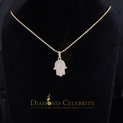DiamondCelebritees  Real 0.33ct Diamond 925 Sterling Silver HAMSA Charm Necklace Pendant in Yellow