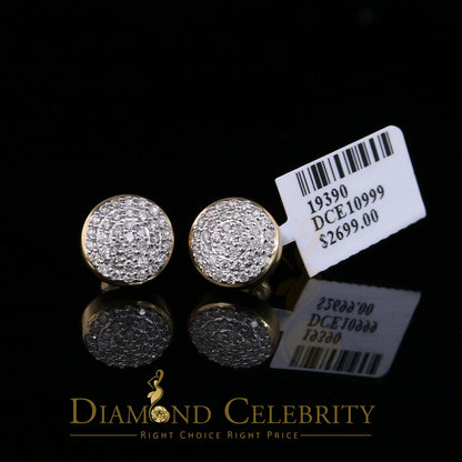 DiamondCelebritees 10K Real Yellow Gold Real Diamond 0.75CT Men's/Women's Stud Round Earring