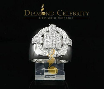 DiamondCelebritees White Silver Square 1.70ct Cubic Zirconia Men's Adjustable Ring From SZ 9 to 11