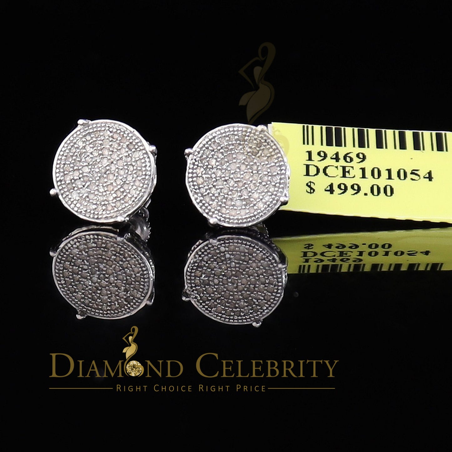 DiamondCelebritees 925 Sterling Silver 0.30ct Diamond For Women's/ Men's White Stud Round Earrings