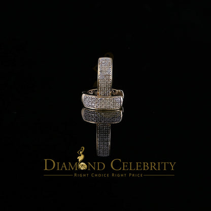 DiamondCelebritees 0.15ct Diamond Sterling Silver Yellow H oop Stud Earrings For Men's / Women's