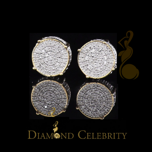 DiamondCelebritees 925 Sterling Silver Yellow Hip Hop 0.40ct Diamond Men's/ Women's Stud Earrings