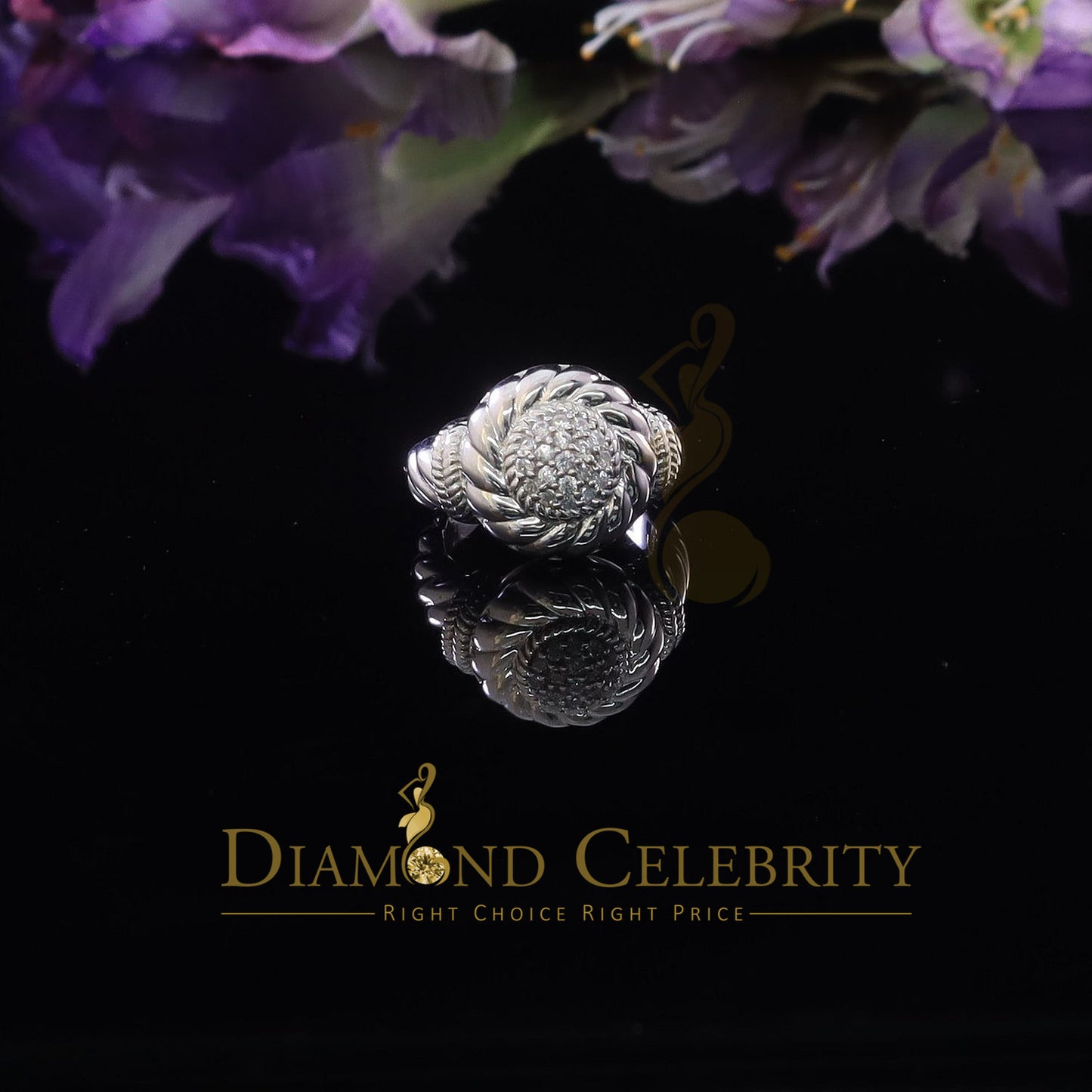 DiamondCelebritees 0.58ct Sterling White Silver Round Shape 925 Cubic Zirconia Womens Ring size 7