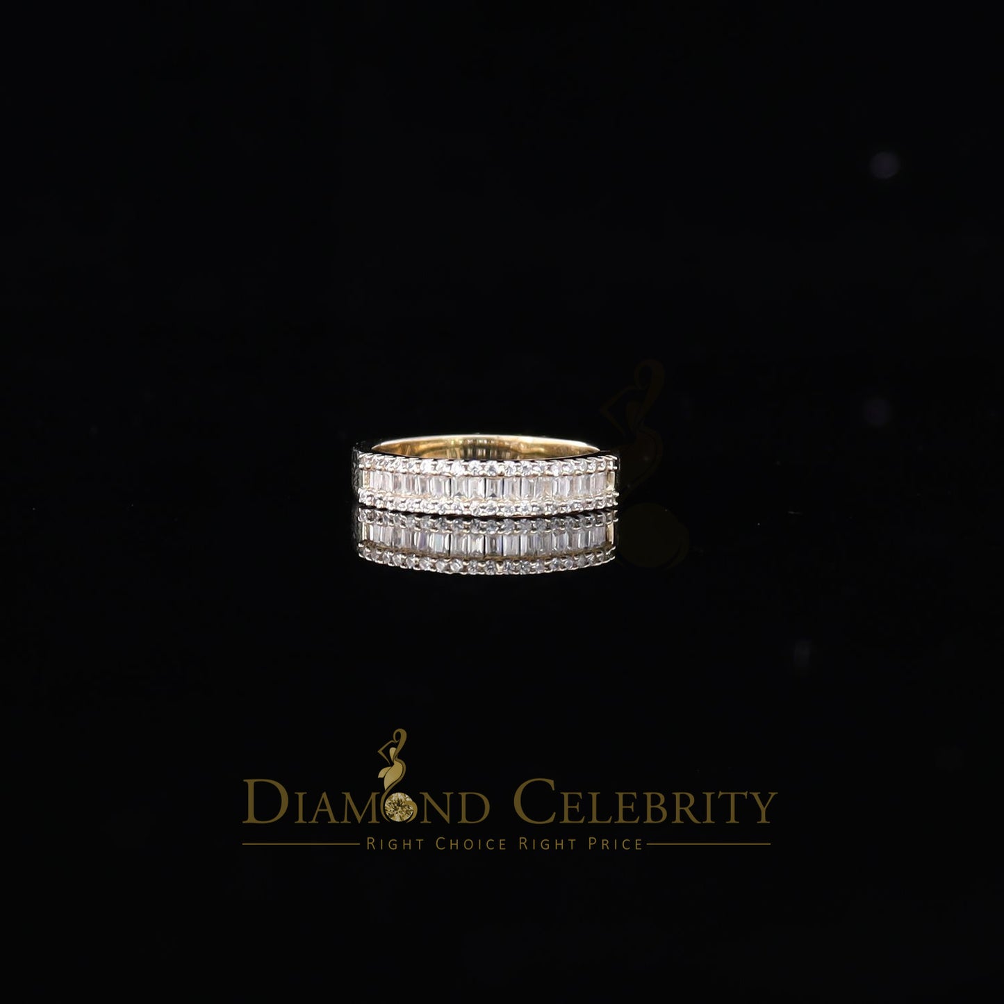 DiamondCelebritees 4.00ct 925 Sterling Yellow Silver Cubic Zirconia Womens Engagement Ring Size 8