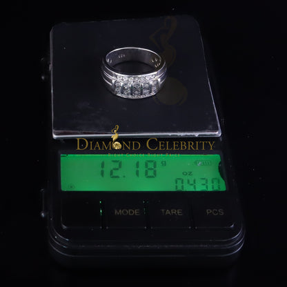 DiamondCelebritees 0.10ct Round Cut 925 Silver White Diamond Cluster Men's Wedding Band Ring SZ 11