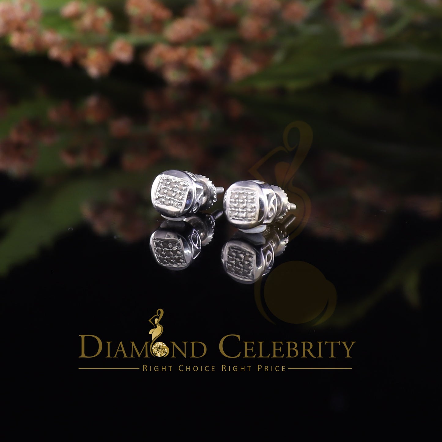 DiamondCelebritees 0.05ct Diamond 925 Sterling Silver White For Women's & Men's Round Stud Earring