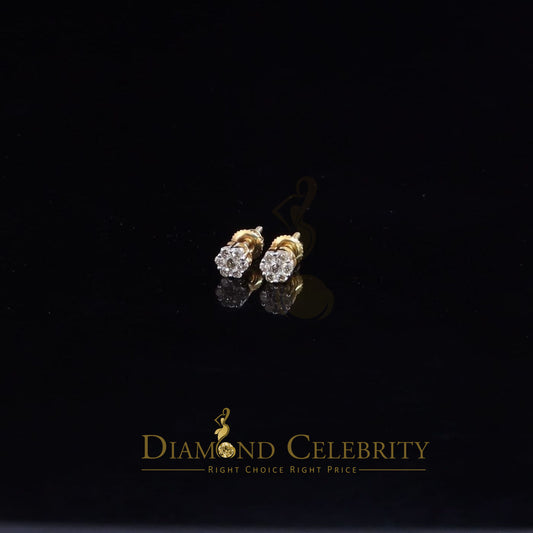 DiamondCelebritees Real 10K Yellow Gold Flower Stud 4.55mm Ladies Earring with Real 0.25CT Diamonds