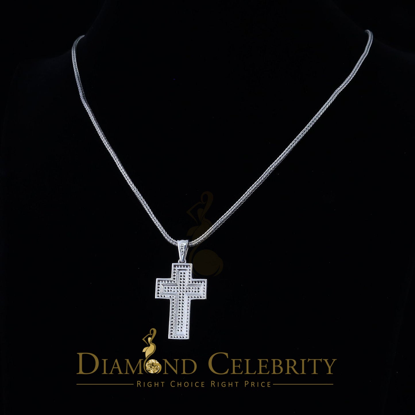 DiamondCelebritees Cubic Zirconia Attractive 1.38ct Sterling Silver CROSS White Necklace Pendant